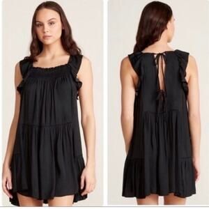Free People Intimately Want Your‎ Love Black Tie Back Tier Mini Dress Small